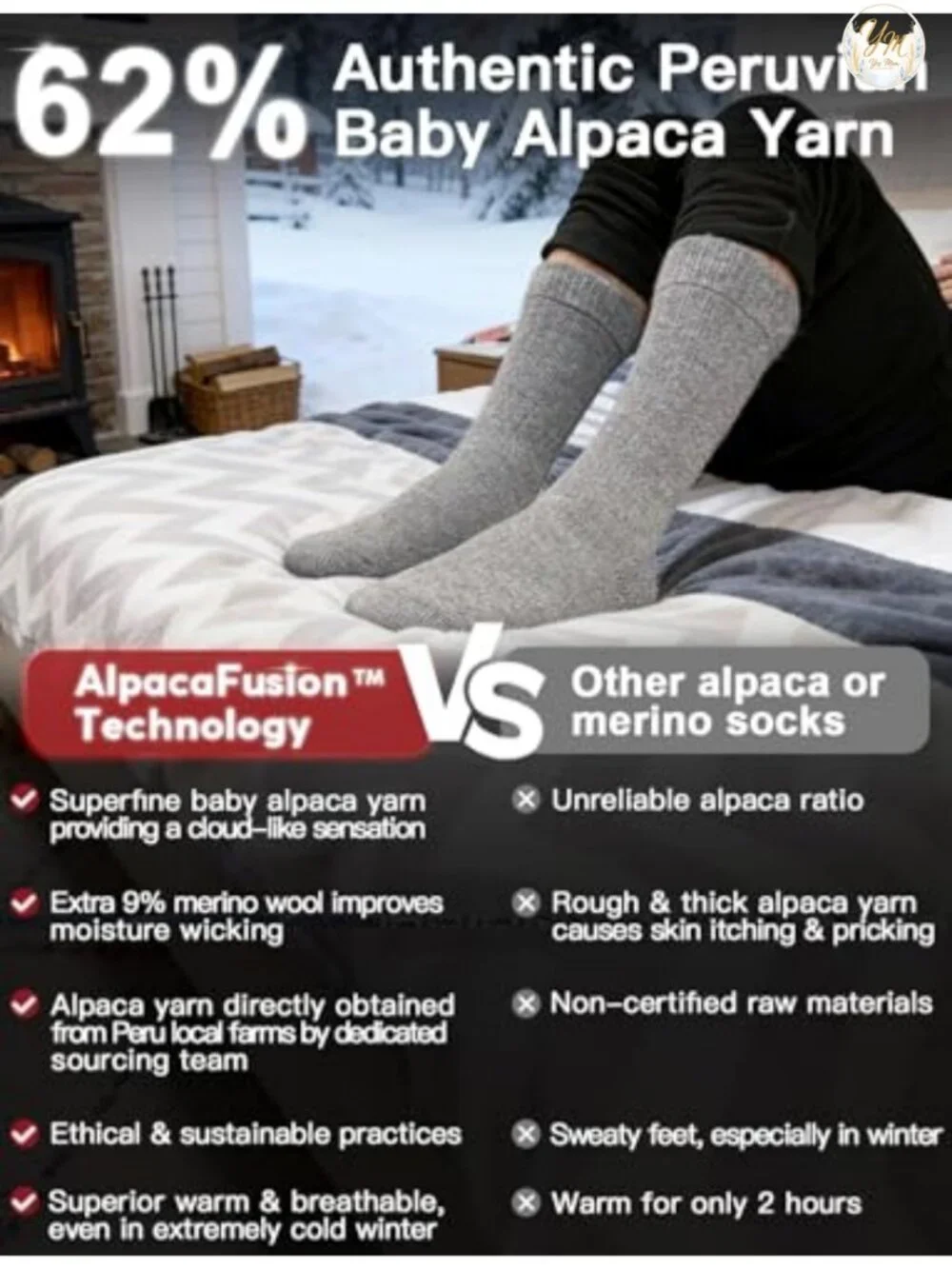 Alpaca Wool Thermal Boot Socks for Men and Women, Heavyweight Hiking Socks